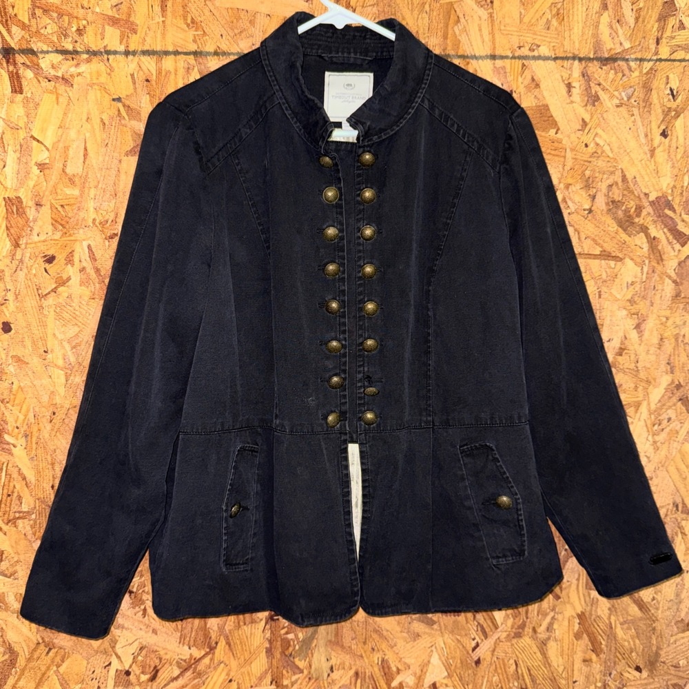 TIMEOUT Los Angeles Military Jacket Black Cotton Punk Grunge Rock Goth 18 Plus